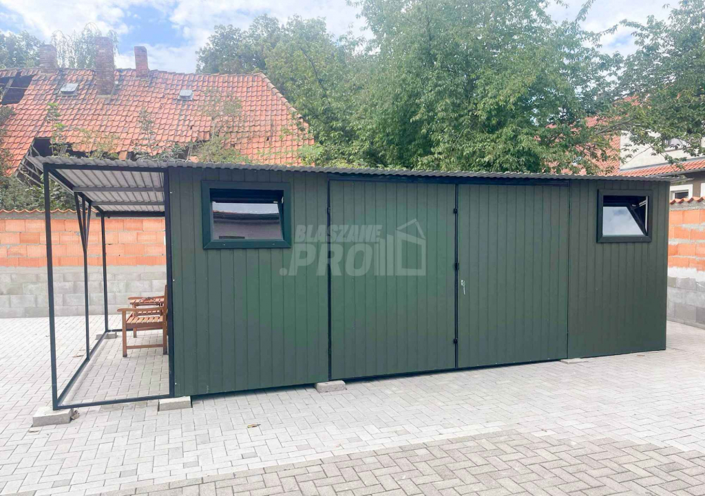Domek ogrodowy 5,5x4 wiata Brama 2x okno rynny Dach spad w tył  GP244 Miastko - zdjęcie 3