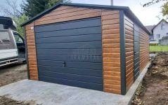 Garaż blaszany 4,5x6 m brama uchylna drzwi drewnopodobny dach  TS1235 Częstochowa - zdjęcie 5