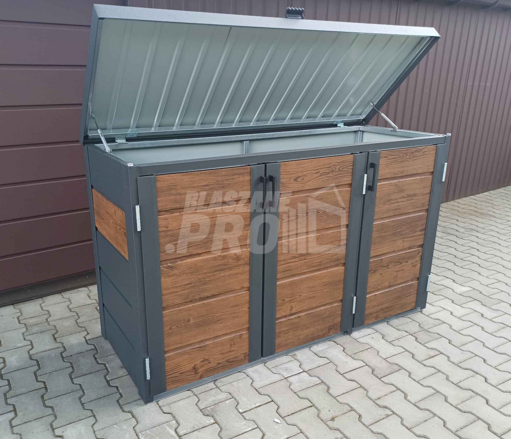 Zabudowa koszy na śmieci wiata śmietnikowa 177x65x110 cm 3x120L GP336 Elbląg - zdjęcie 9