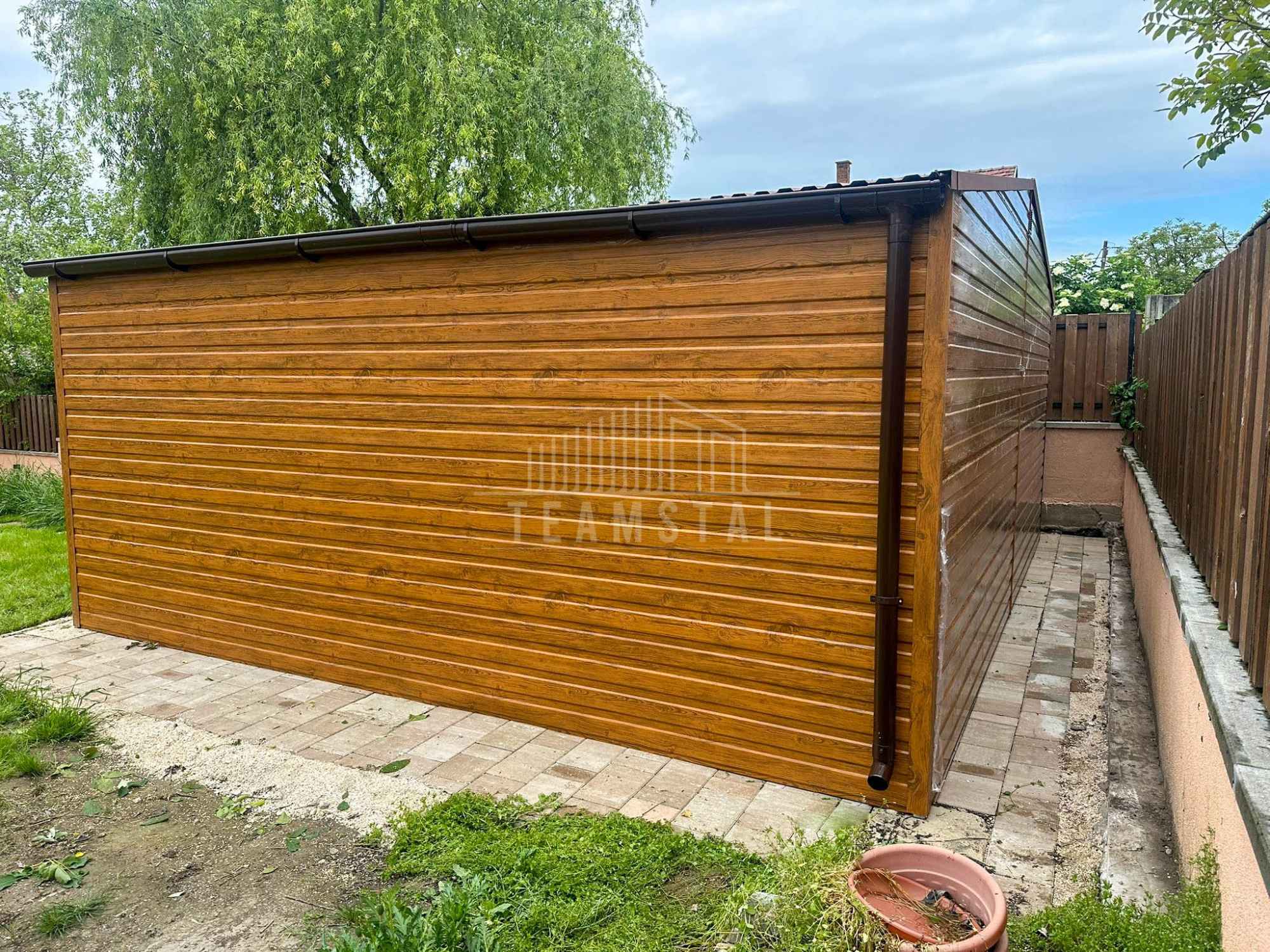 Garaż blaszany 6,2x6m brama uchylna drzwi rynna dach TS1117 Podgórze - zdjęcie 3