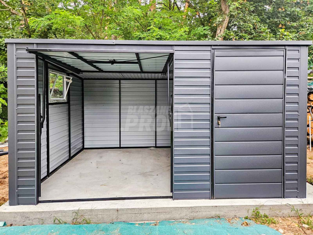 Garaż blaszany 4,5x4m - Brama uchylna - drzwi - 2x okno GP420 Sopot - zdjęcie 2