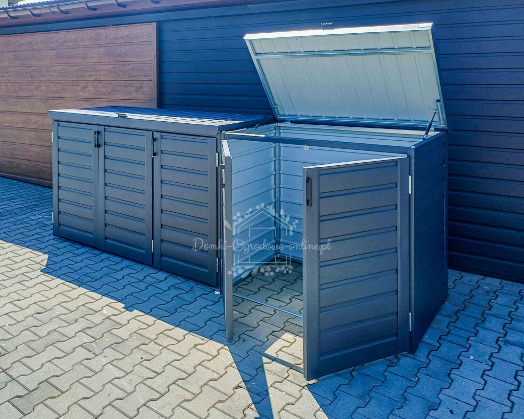 Zabudowa koszy na śmieci wiata 345x80x120 cm 5x240L antracyt ID871 Piła - zdjęcie 6