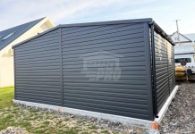Garaż blaszany 6x6 m - 2x brama ściana działowa dach rynny GP744 Nysa - zdjęcie 7