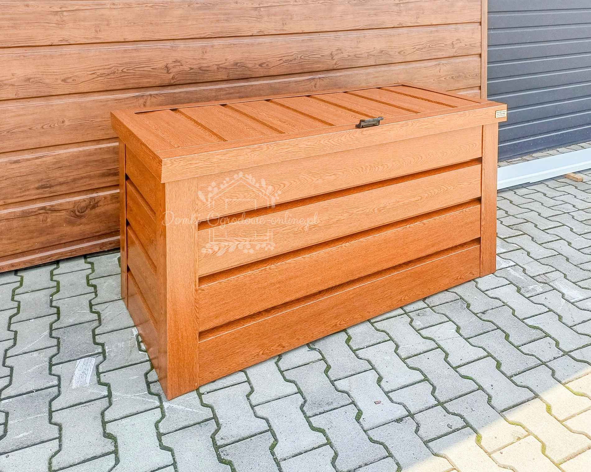 Skrzynia ogrodowa metalowa kufer 120x50x70cm złoty dąb ID863 Żnin - zdjęcie 7