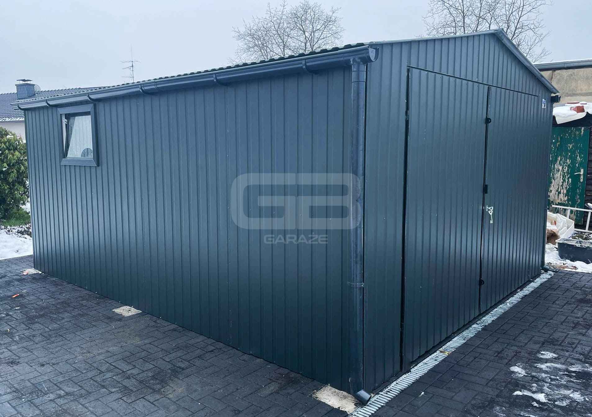 Garaż blaszany 4x5 Brama + okno Antracyt  Dach dwuspadowy GB161 Nowogard - zdjęcie 2