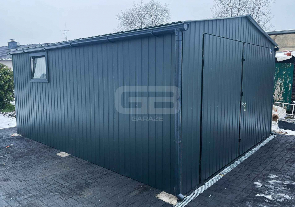 Garaż blaszany 4x5 Brama + okno Antracyt  Dach dwuspadowy GB161 Nowogard - zdjęcie 2