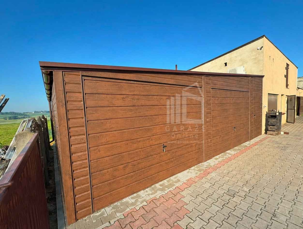 Garaż blaszany 8,5x6 m 2x brama drzwi dach spad na bok rynny ID1289 Chodzież - zdjęcie 3