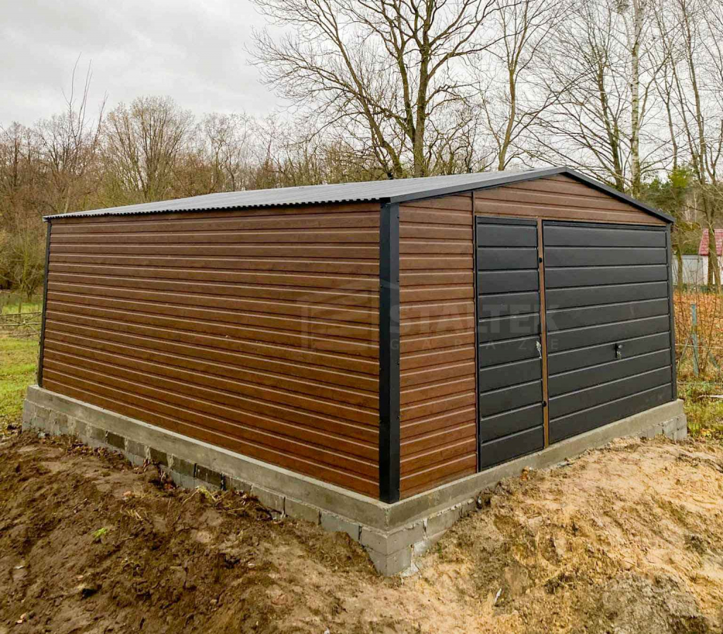 Garaż blaszany 5x6m - Brama uchylna drewnopodobny dach ST173 Bartoszyce - zdjęcie 3