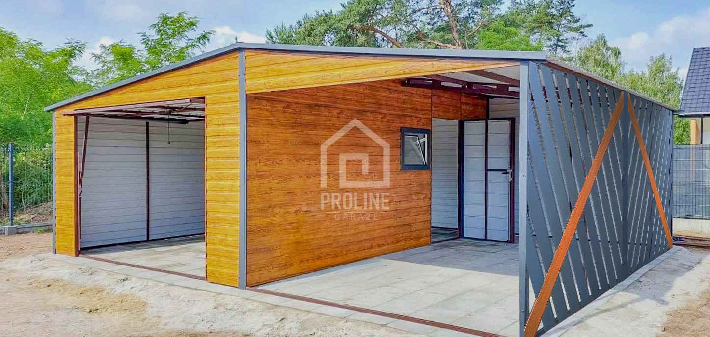 Garaż Blaszany 4x6m + Wiata Panele Verona Brama Okno Drzwi dach PLG142 Konin - zdjęcie 3