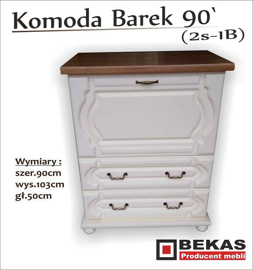Barek Komoda 90` Biały Prowansalski Blat Dąb Rustkal od BEKAS Meble Gorzów Wielkopolski - zdjęcie 2