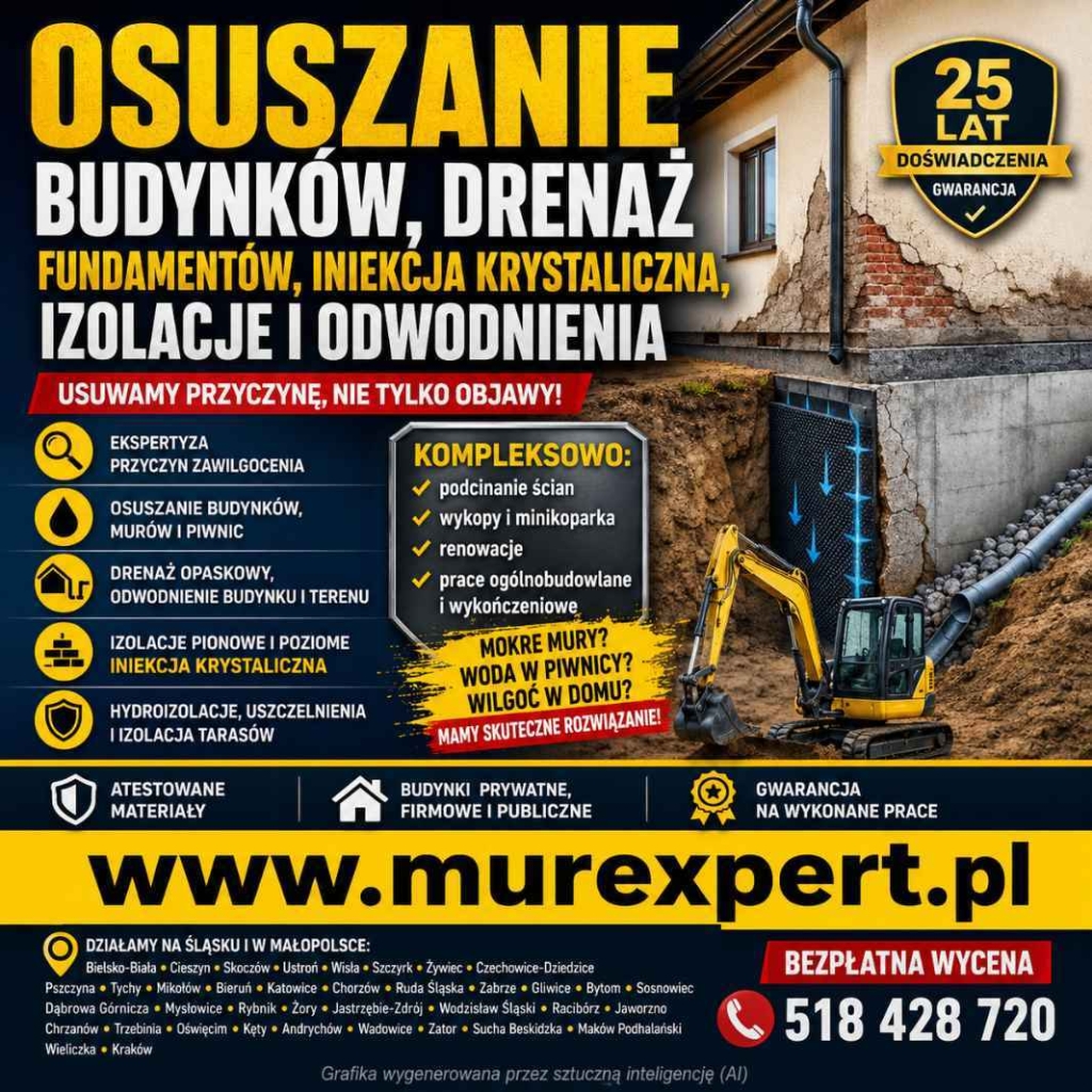 Osuszanie i iniekcja ścian i piwnic - izolacja pozioma Bielsko-Biała - zdjęcie 2