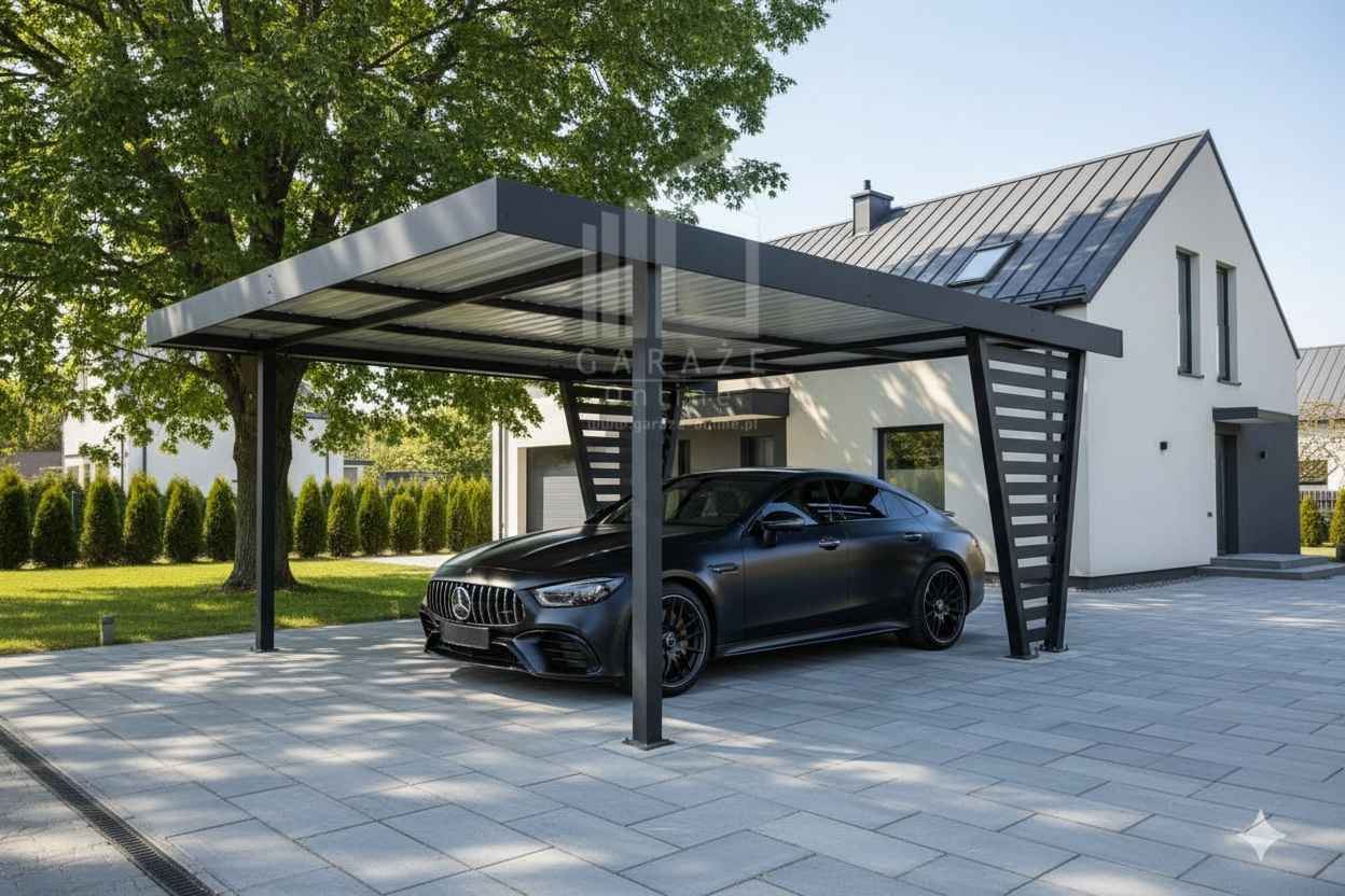 Carport V PREMIUM 4,8x5m Wypełnienie panelami Wiata samochodowa ID1188 Szczecinek - zdjęcie 6