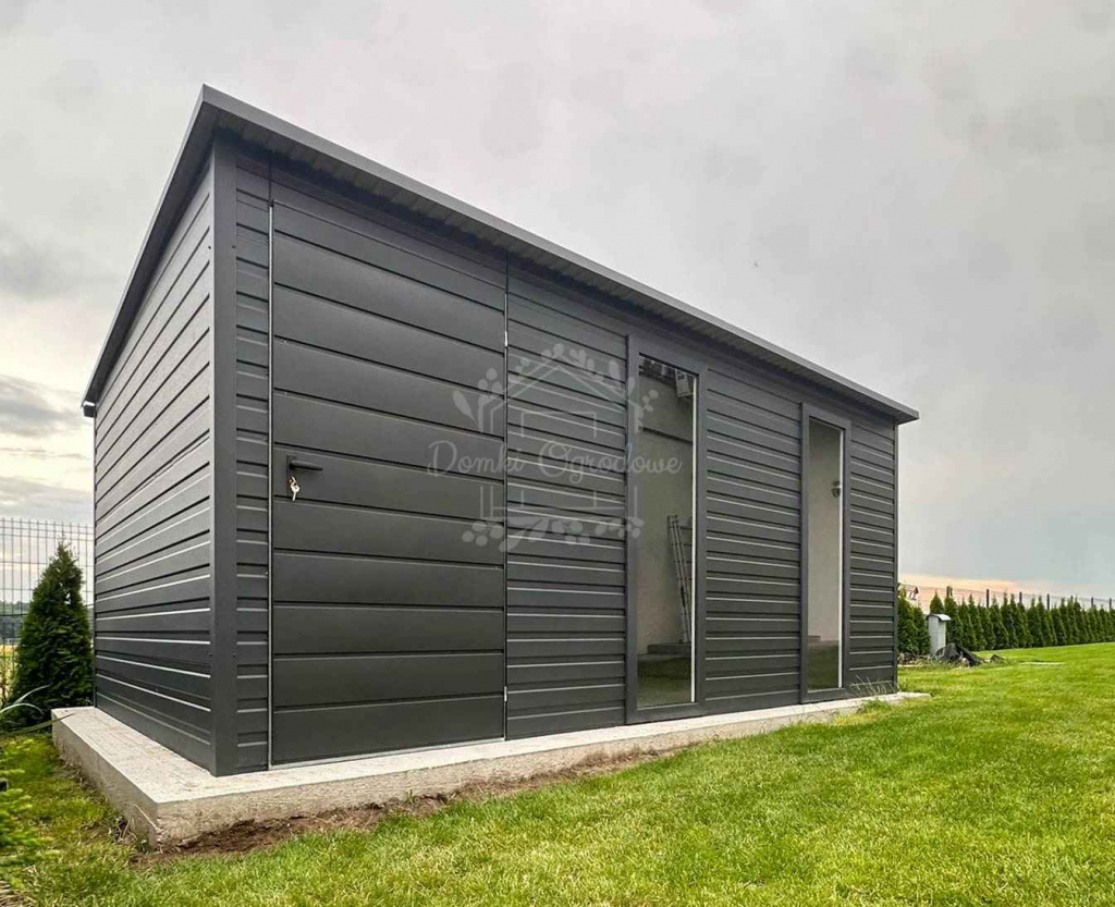 Schowek - Domek 5x2m - drzwi - 2x okno - antracyt - spad w tył ID1045 Jelenia Góra - zdjęcie 2