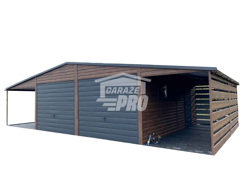 Garaż blaszany 6x6 wiata 3x6 rynny drewnopodobny Blachodachówka GP231 Czersk - zdjęcie 1