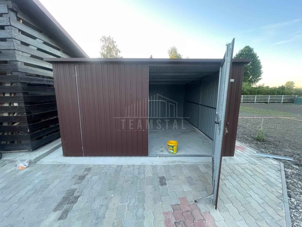 Garaż blaszany 5x5m - brama dwuskrzydłowa  dach rynna TS1307 Międzyrzecze - zdjęcie 2