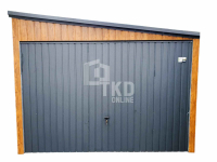 Garaż Blaszany 3x4 Brama Antracyt + jasny orzech drewnopodobny TKD107 Grunwald - zdjęcie 1