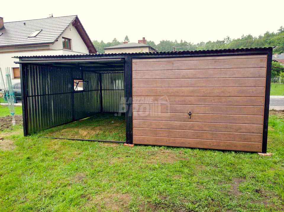 Garaż blaszany 6x5 2x Brama uchylna  + okno ocynk  spad w tył GP141 Ciechanów - zdjęcie 6