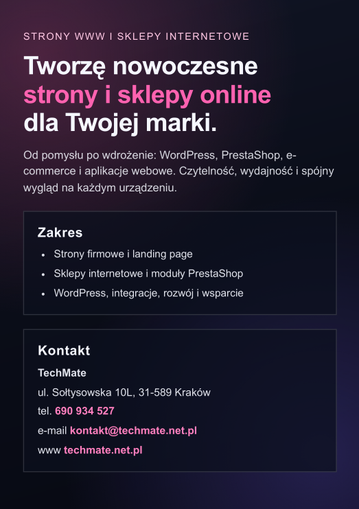 Strony www, sklepy internetowe, aplikacje webowe Nowa Huta - zdjęcie 1
