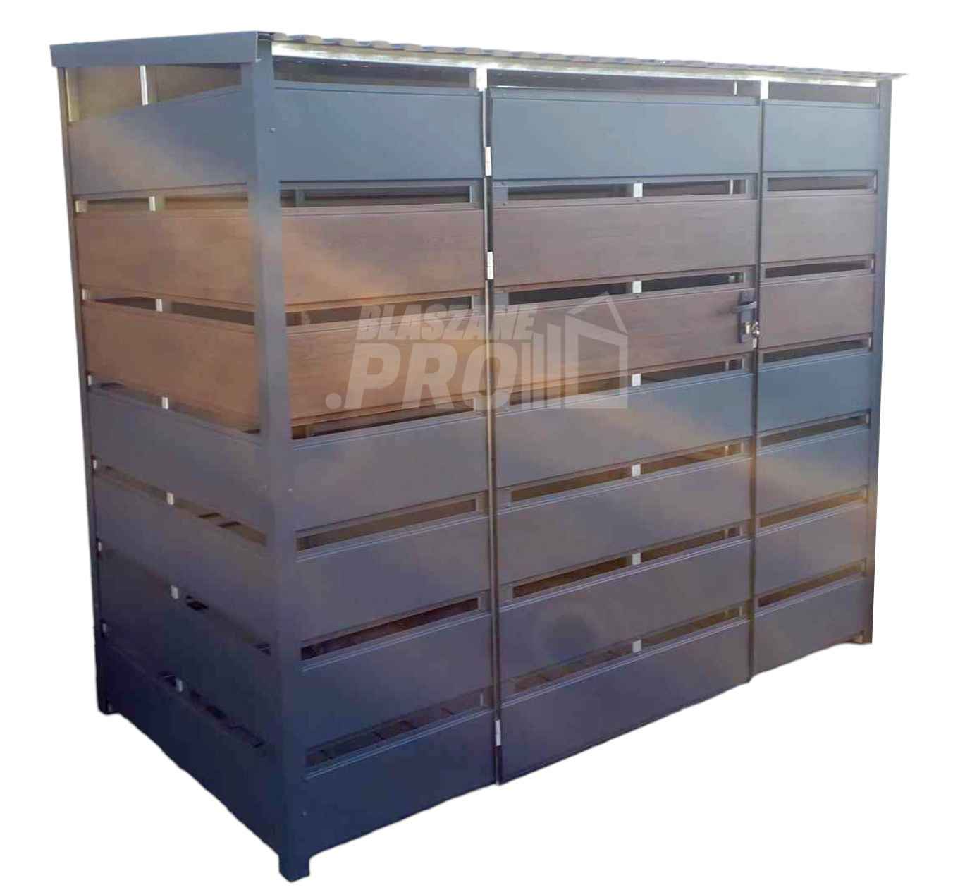 Wiata śmietnikowa 3x0,7m antracyt drewnopodobny Schowek ogrodowy GP288 Niepołomice - zdjęcie 1