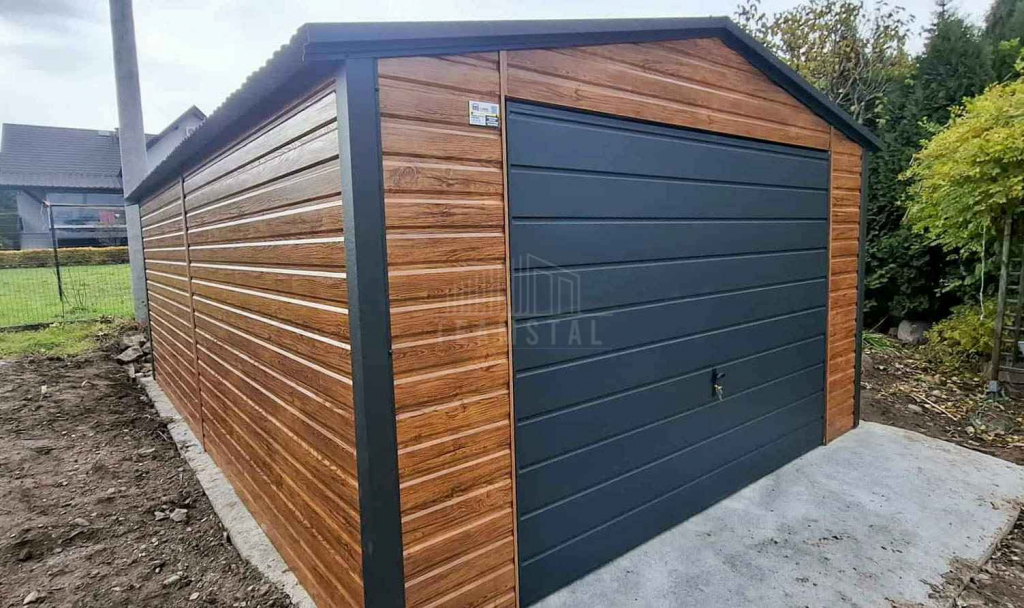Garaż blaszany 4,5x6 m brama uchylna drzwi drewnopodobny dach  TS1235 Częstochowa - zdjęcie 2