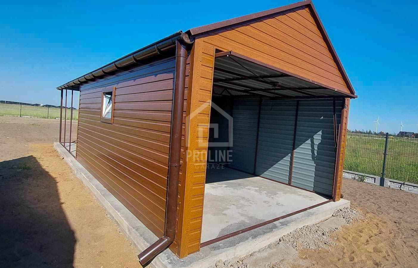 Garaż blaszany 3x5 - Brama uchyl drzwi okno  rynny dach dwuspad PLG122 Olsztyn - zdjęcie 3