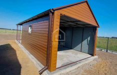 Garaż blaszany 3x5 - Brama uchyl drzwi okno  rynny dach dwuspad PLG122 Olsztyn - zdjęcie 3