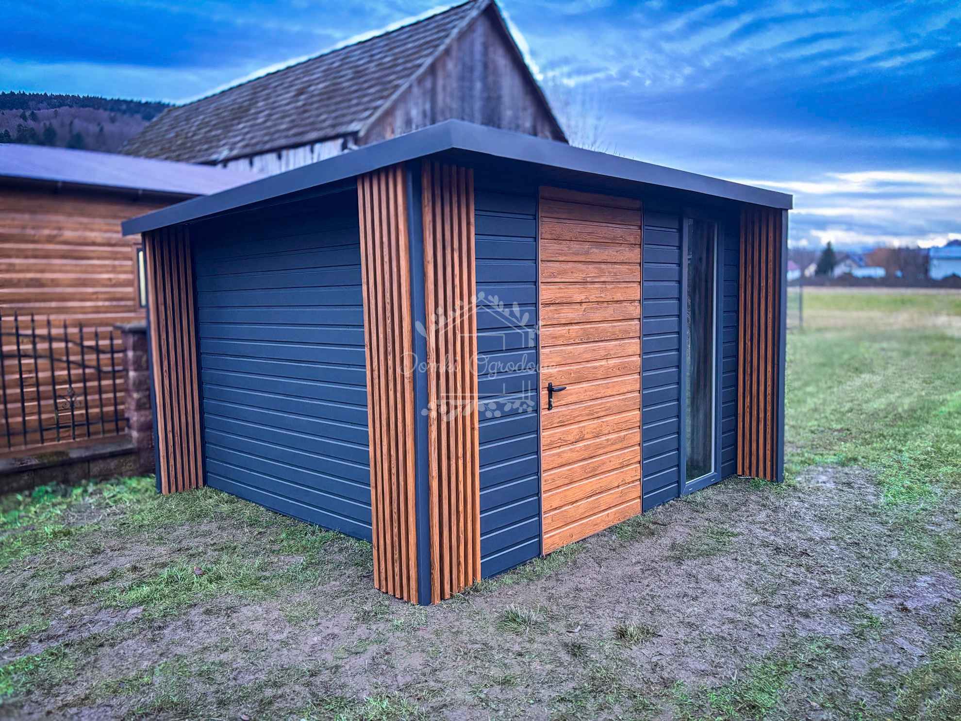 Schowek Domek ogrodowy  3x3m + wiata  Antracyt - Drewnopodobny ID903 Gorzów Wielkopolski - zdjęcie 6