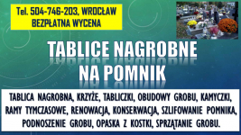 Tablica na pomnik, cena tel. 504-746-203, tabliczka, nagrobna, Wrocław Psie Pole - zdjęcie 1