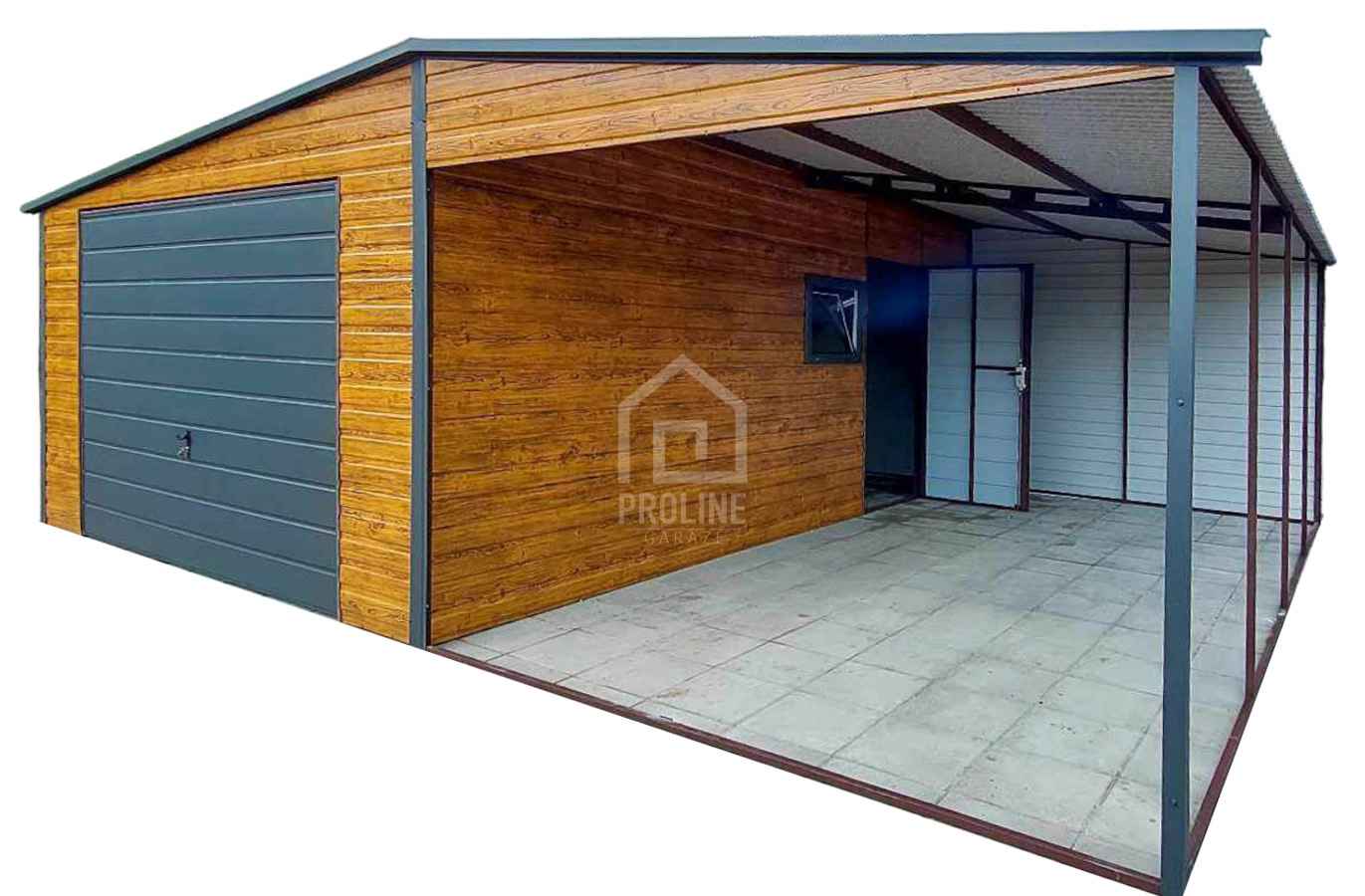 Garaż blaszany 4x6 + wiata 4m - Brama Drzwi okno  Dach dwuspad PLG119 Tarnów - zdjęcie 1
