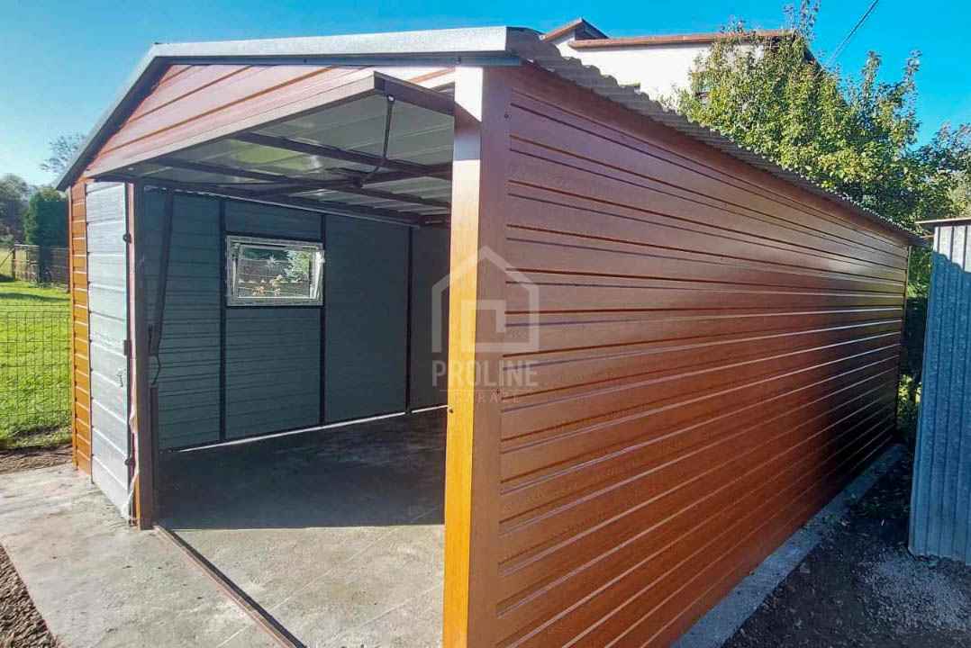 Garaż blaszany 5x5 Brama + drzwi + okno drewnopod Dach dwuspad PLG118 Bochnia - zdjęcie 3