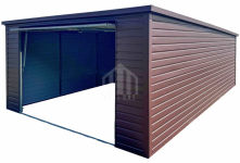 Garaż blaszany 4x5m - brama uchylna - ciemny brąz SO118