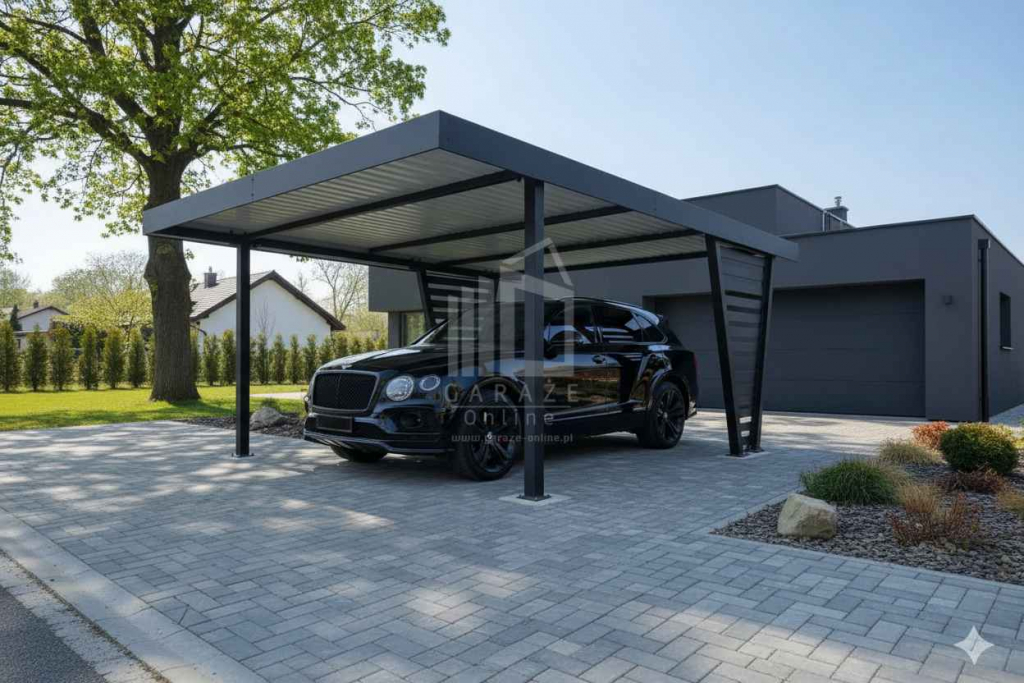 Carport V PREMIUM 5x5m - Wypełnienie panelami Wiata samochodowa ID1196 Śródmieście - zdjęcie 3