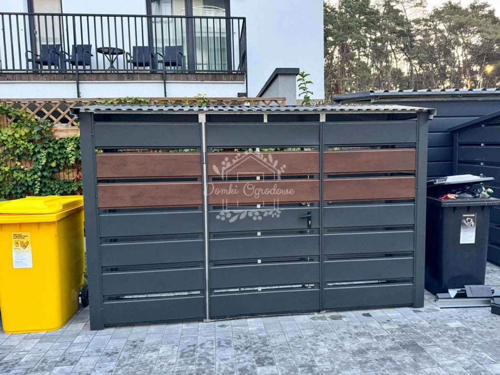 Wiata śmietnikowa 3x1m - furtka  antracyt - drewnopodobny ID1141 Zielona Góra - zdjęcie 3