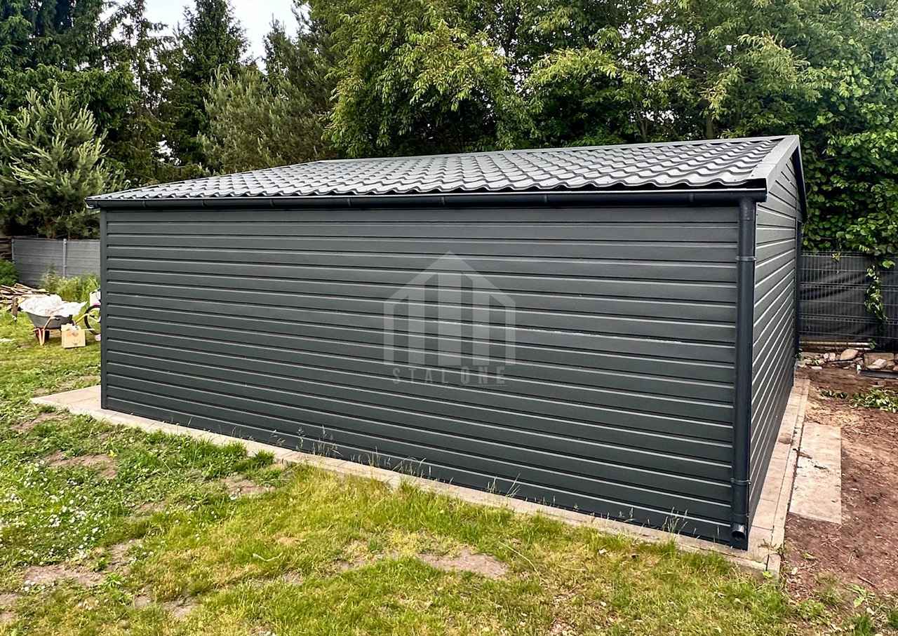 Schowek domek ogrodowy 4,5x5 + wiata drzwi okno blachodachówka SO154 Grunwald - zdjęcie 5