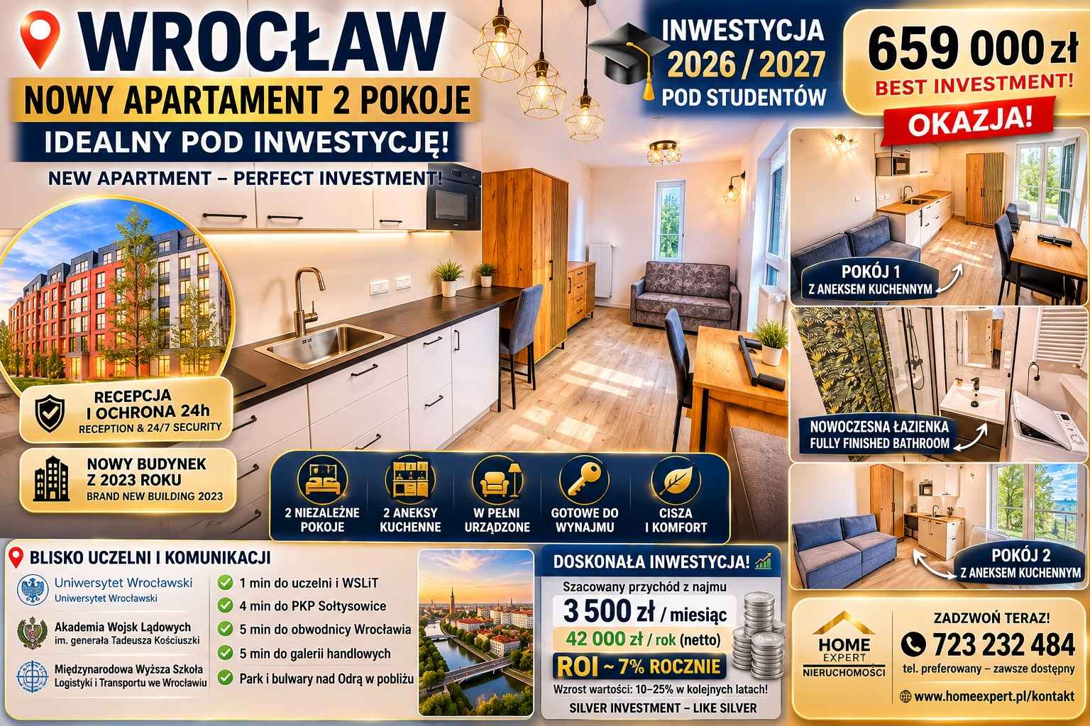 2pok, 44met, Okolice Koszarowej WINDA/2023 (Wrocław) Psie Pole - zdjęcie 1