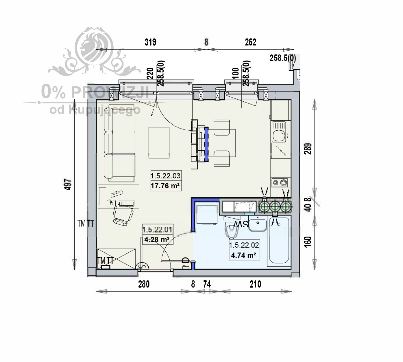 Mieszkanie 26,78m2 ,2 pokojowe w Centrum Wrocławia /Stare Miasto Wrocław - zdjęcie 2