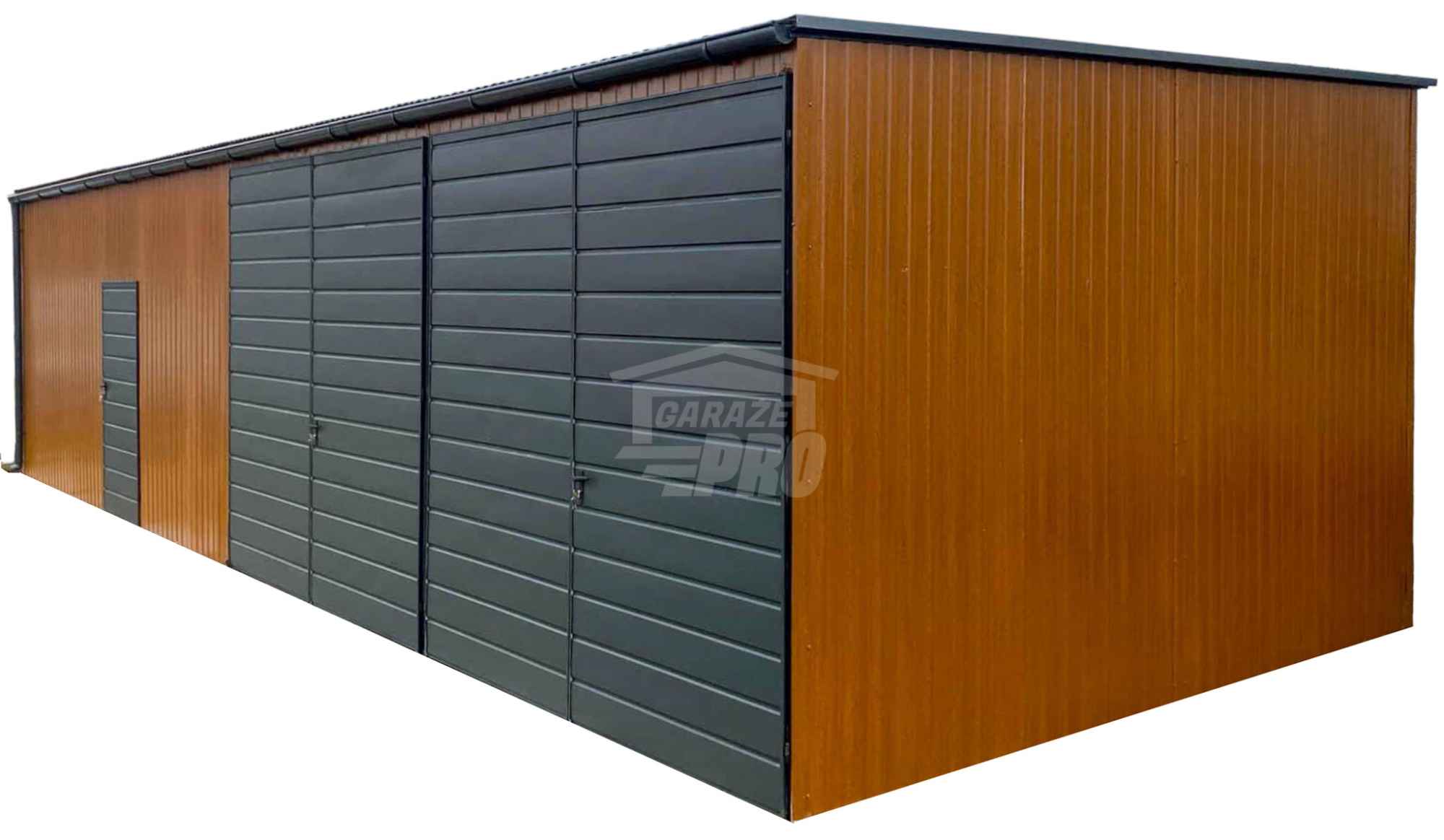 Garaż blaszany 12x6m- 2x Brama - drzwi Antracyt Dach rynna GP611 Nowy Sącz - zdjęcie 1