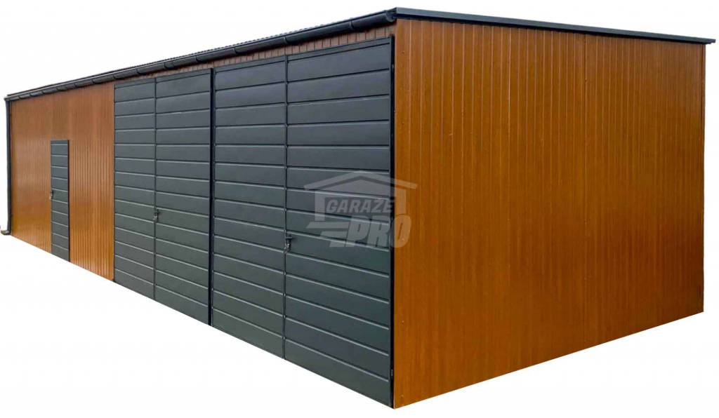 Garaż blaszany 12x6m- 2x Brama - drzwi Antracyt Dach rynna GP611 Nowy Sącz - zdjęcie 1