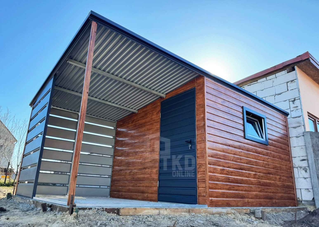 Domek ogrodowy 3x3 m + wiata 2x3 drzwi okno rynna dach TKD454 Ostróda - zdjęcie 2