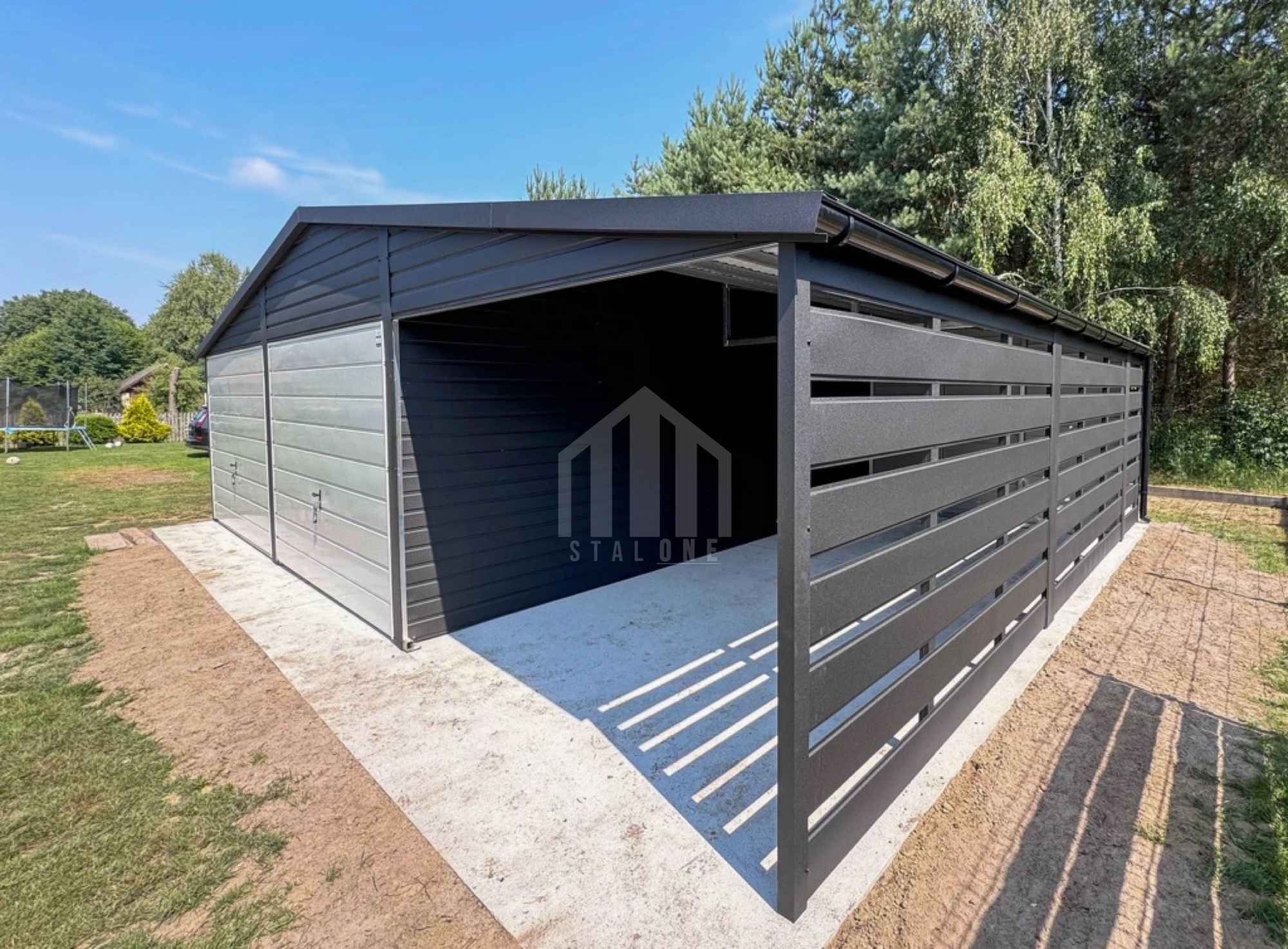 Garaż blaszany 6x6m + wiata 3m - 2x brama drzwi 2x okno rynny SO105 Kielce - zdjęcie 4