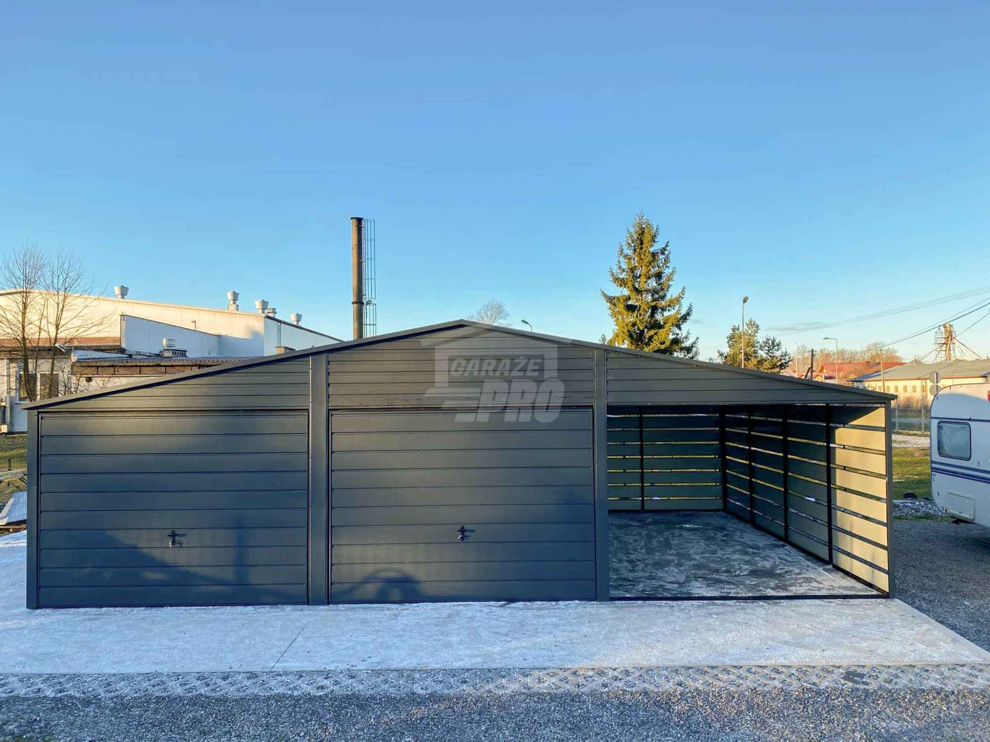 Garaż blaszany 6x6m - wiata 3m 2x Brama drzwi Dach dwuspadowy GP597 Nowy Dwór Mazowiecki - zdjęcie 4