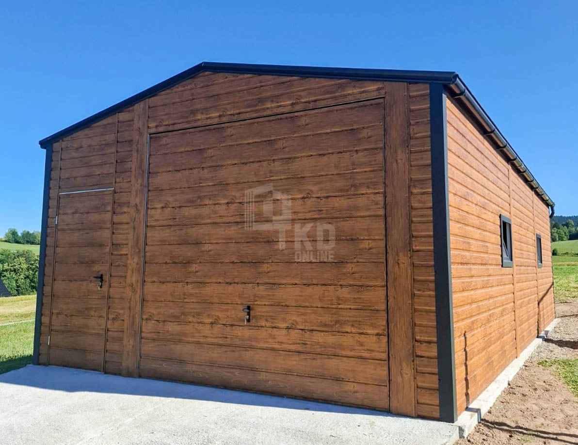 Garaż blaszany 5x6m - brama uchylna drzwi 2x okno rynny dach TKD407 Białystok - zdjęcie 2