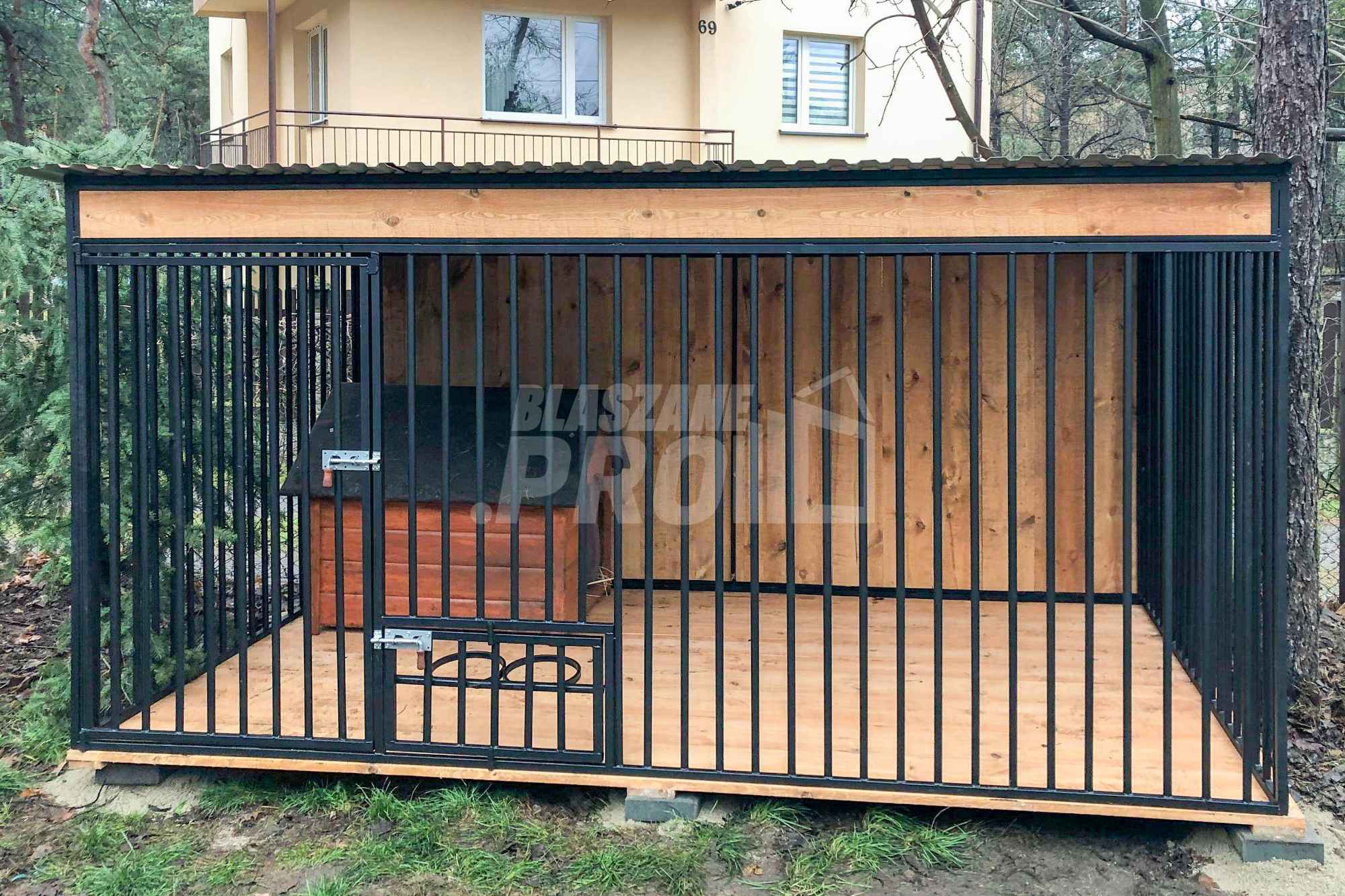 Kojec dla psów 3x2m Wiatrołap Drewniana podłoga Uchwyt na miski GP397 Inowrocław - zdjęcie 5