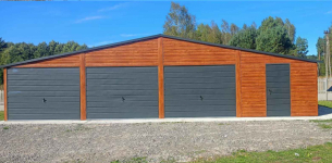 Garaż blaszany 12×5 PREMIUM – drewnopodobny, dwuspadowy, 3 bramy Kielce - zdjęcie 4