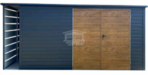 Schowek Domek Ogrodowy 4,5x2m + wiata 0,5m Brama dach spad w tył GP609