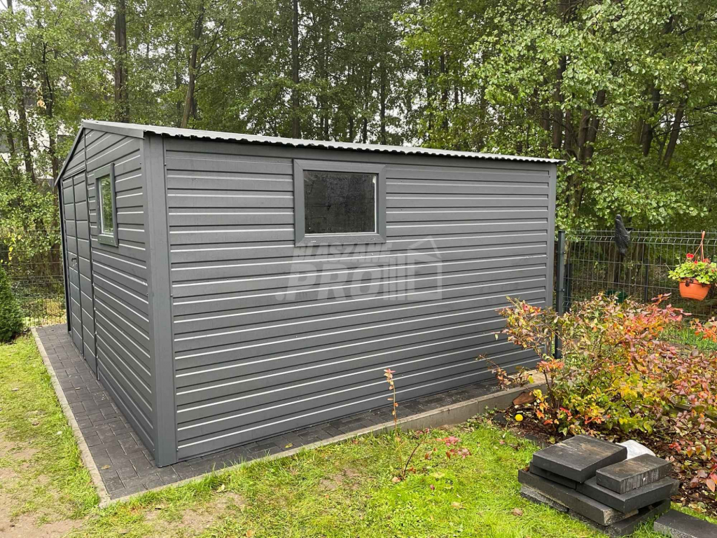Domek Ogrodowy 4x4  + wiata antracyt drzwi 2x okno dwuskrzydłowe GP236 Słupsk - zdjęcie 2