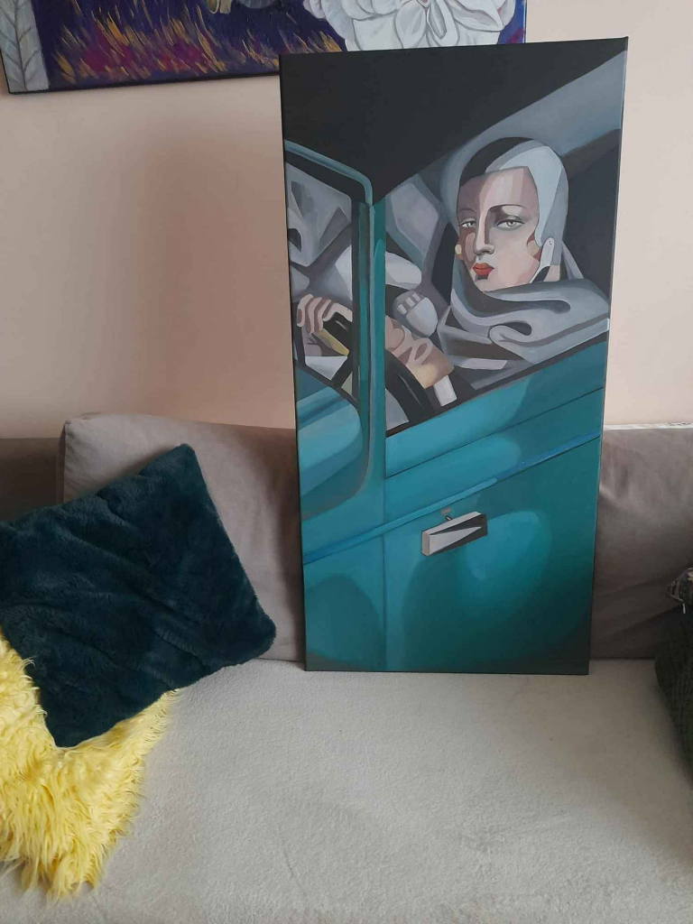 Kobieta w zielonym bugatti - 100 na 50 cm Rembertów - zdjęcie 2