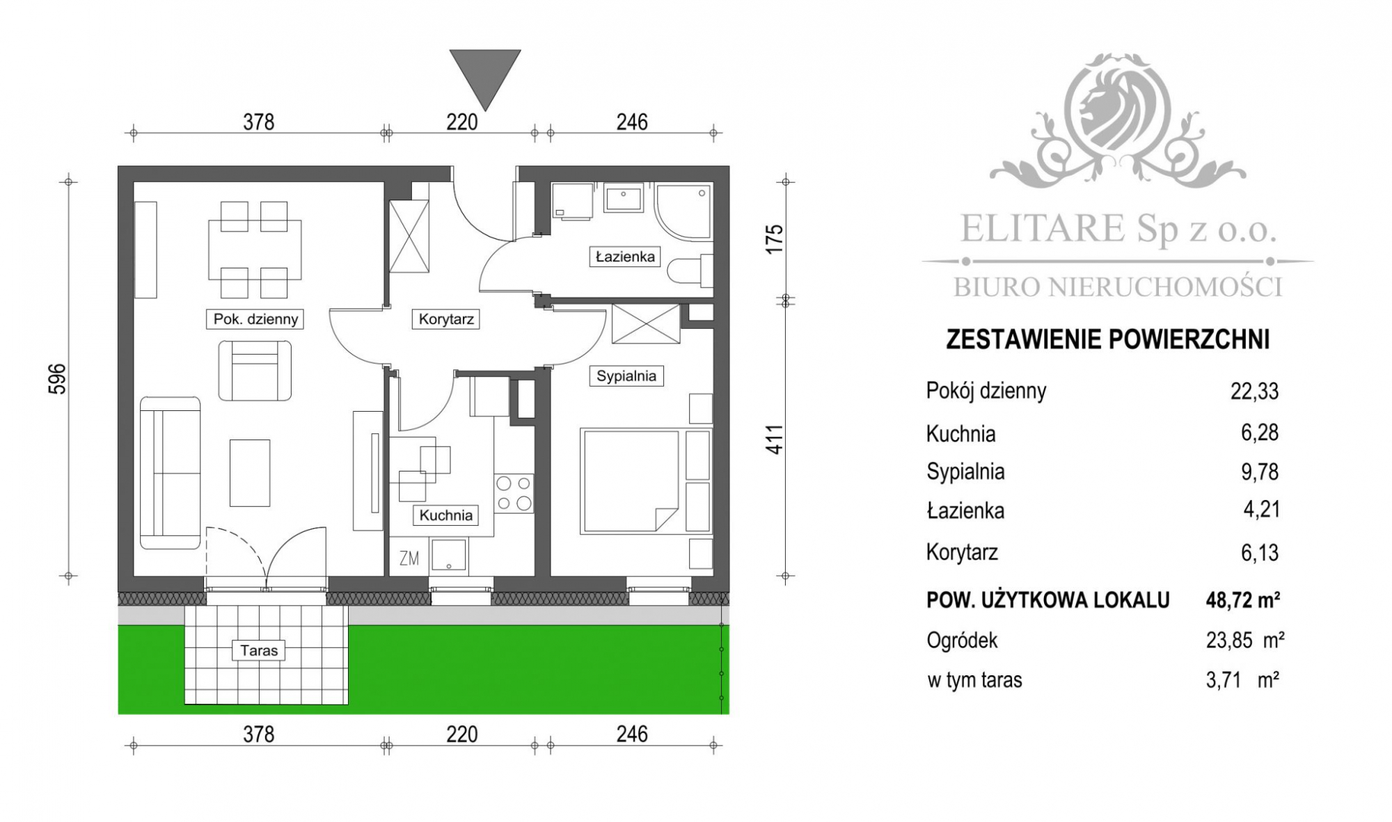 Mieszkanie 3pok, 48,72m2 z ogrodem 23,85m2 / Brochów Wrocław Wrocław - zdjęcie 2