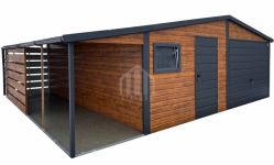Garaż blaszany 6x6m + wiata 2m - brama - drzwi - okno -rynna SO134