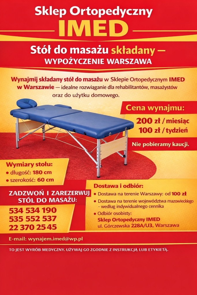 Stół do masażu składany – wypożyczenie Warszawa Bemowo - zdjęcie 1